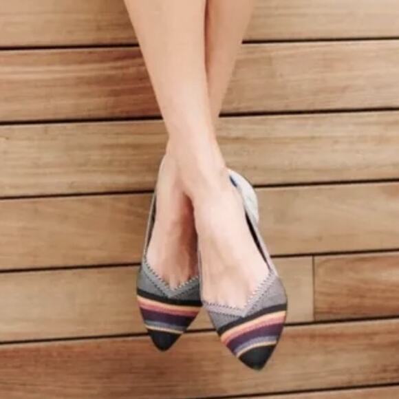 Rothy’s the point retired inverse striped size 9.5 woman’s flat shoes - Picture 1 of 12